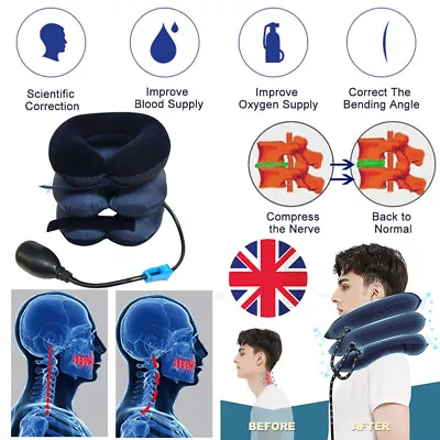Air Inflatable Pillow Cervical Neck Head Pain Traction Support Brace Device UK • £5.99