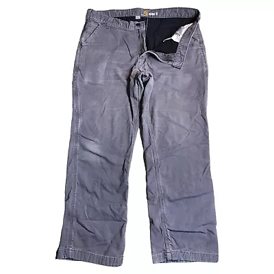 Carhartt Relaxed Fit Gray Fleece Lined Utility Work Pants Mens Tag 38x30 • $24.97