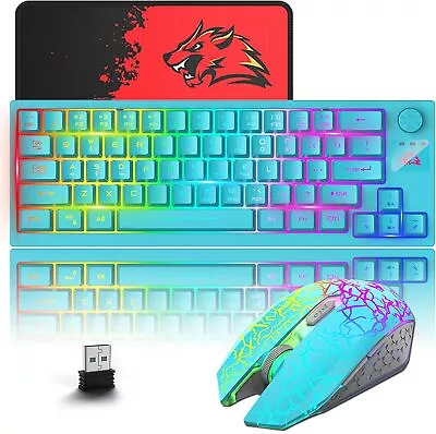 Wireless Gaming Keyboard Mouse Combo Set 4000mAh Rechargeable USB Receiver RGB • £52.99