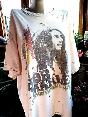 Vintage Zion Rootswear Distressed  Destroyed  Bob Marley     T-Shirt 2XL • $19.99