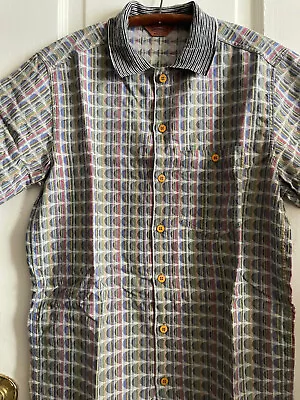 Vintage Missoni Polo Shirt Tagged 46 Fits S Geometric Print Contrasting Collar • $49