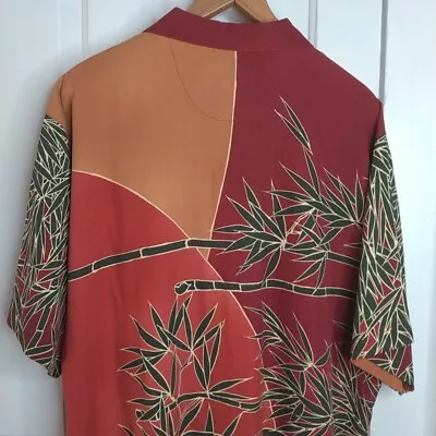 Tommy Bahama Men's Sz L Washable Silk Hawaiian Shirt Tropical Bamboo Red • $34