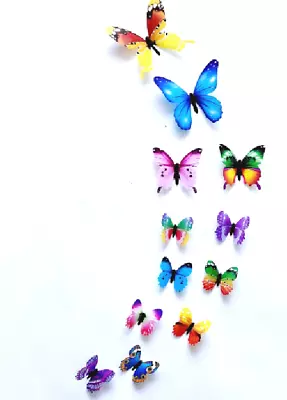 12pcs 3D Butterfly Wall Stickers Art Decals Home  Room Decorations Decor Kids UK • £3.29