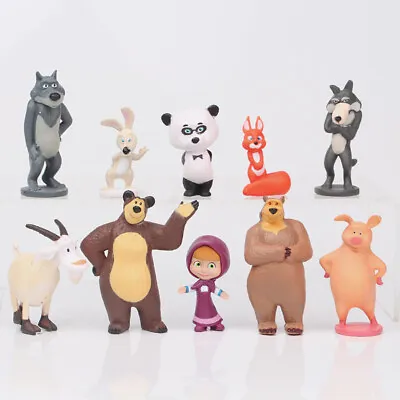 10 PCS Masha And The Bear Action Figures Set Party Toys Dolls Gift Cake Toppers • $14.99