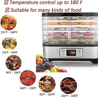 $56.49 • Buy 5Tray Commercial Food Dehydrator Stainless Steel Fruit/Meat/Jerky Dryer TOOLUCK©
