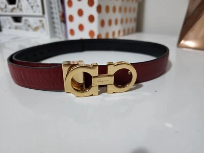 £154.90 • Buy Salvatore Ferragamo Reversible Gancini Belt Red Black  70cm / 28 Inches / XS
