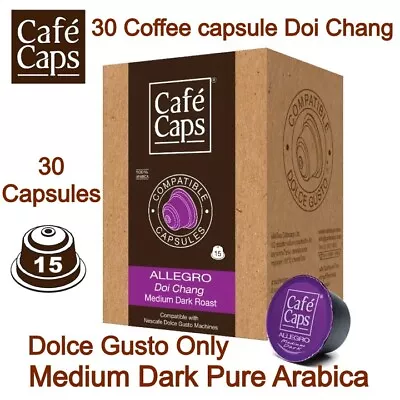 30 Medium Dark Allegro Doi Chang Arabica Coffee Capsule Dolce Gusto - Cafe Caps • $29