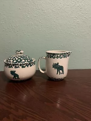 Folk Craft Moose Country By TIENSHAN Coffee Creamer & Lidded Sugar • $13.99