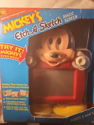 Mickey Etch A Sketch Magic Screen Portable Built In Easel Vintage 1991 Ohio Art • $49