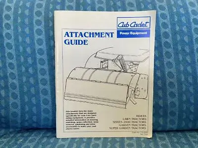 1994 Cub Cadet Lawn & Garden Tractors Original Attachment Guide • £8.83