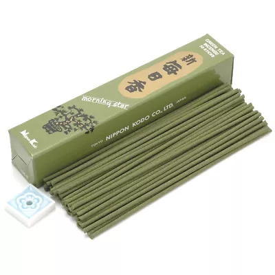 Japanese Nippon Kodo Morning Star GREEN TEA Incense 50 Sticks W/ Incense Holder • $7.95