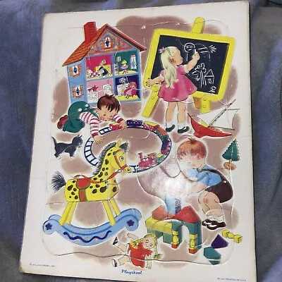 Vintage Playskool Cardboard Tray Puzzles 80-12A - Children At Play Train Dolls • $8