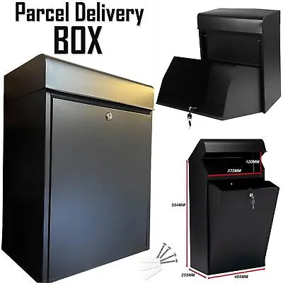 Lockable Metal Parcel Delivery Secure Drop Box Outdoor Storage Letter Post Box • £72.19