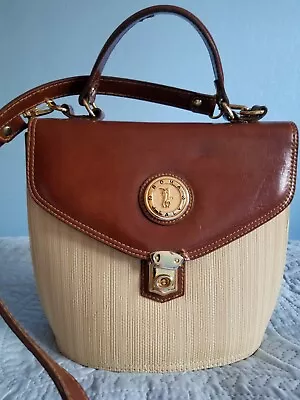 Vintage Roma Italy Leather Raffia Purse/Shoulder Bag Gorgeous!!! • $34.90