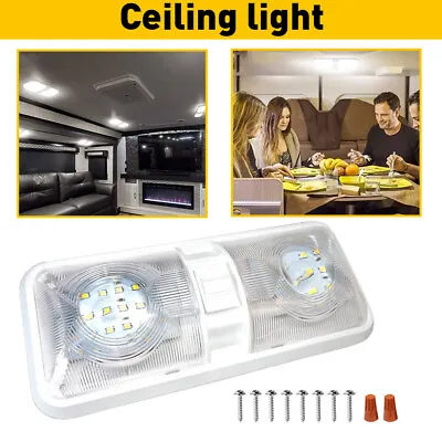 New RV LED 12v Ceiling Fixture Double Dome Light For Camper Trailer RV Marine • $11.99