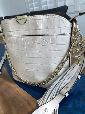 Michael Kors Cream Color/Gold Hardware Cross Body Croc Design  Bucket Handbag • $55