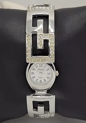 Ladies Xanadu Hidden Round Paved Silver Tone Case Bangle Bracelet Watch L1 • $16.99