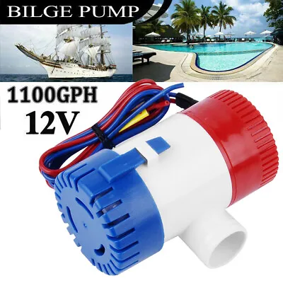 12V 1100GPH Mini Marine Bilge Pump Submersible Water Pump For Yacht Boat Caravan • £9.99