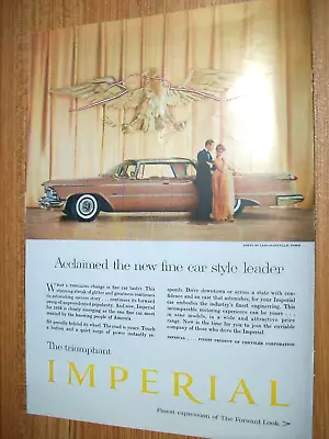 1958 Chrysler Imperial Mid-sized Mag Color Car Ad - Fine Car Style Leader  • $6.95