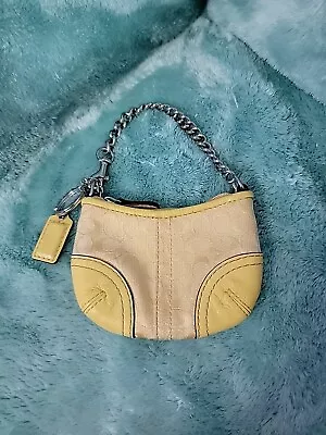 Vintage Coach Yellow Zip Chain Strap Coin Purse • $29.99