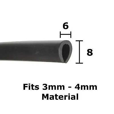 Rubber U Shape Channel Edging Trim Seal 3mm-4mm From The Metal House Per Metre • £3.85