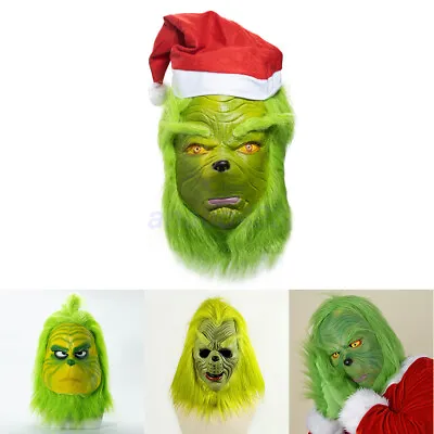 AU The Grinch Mask Costume With Green Furry Fur For Christmas Cosplay Party🎅🎄 • $14.88
