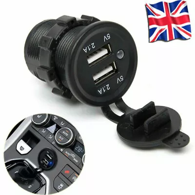 12V 5V Car Cigarette Lighter Socket Dual 2.1A USB Port Charger Power Outlet UK • £5.99