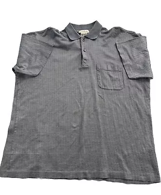 Ermenegildo Zegna Cotton Polo Herringbone Grey/Brown XXL 56 Polo FAINT MARKS FRO • $58