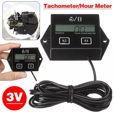 Digital Tachometer Tach Hour Meter Motor ATV Engine Inductive Gauge Waterproof • $18.98