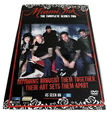 MIAMI INK THE COMPLETE SERIES 2  DVD REGION 2 UK 5 Disc Set Plastic Slip Sleeve • £5.45