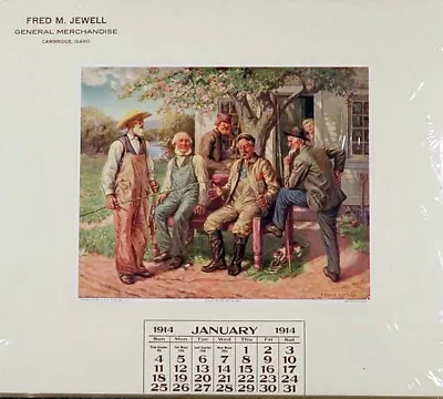 1914 Vintage Advertising Calendar Fishing Related Fred M. Jewell Idaho • $145