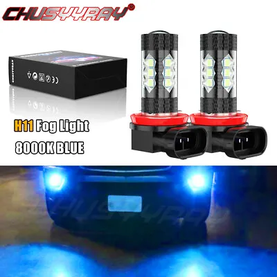 Pair High Power HID H11 H8 LED Replacement Bulbs 8000K ICE-Blue For Fog Lights • $14.69