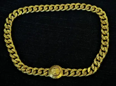 Versace Gold Tone Chain Medusa Pendant Necklace • $195.05