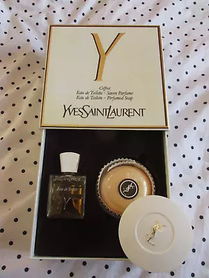 Y Yves Saint Laurent Eau De Toilette 50ml Spray &SOAP 100G GIFT SET VINTAGE RARE • £149.99