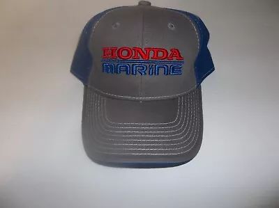 Honda Marine Mens Ball Hat Cap Adjustable Hook & Loop Closure Gray Blue • $16.99