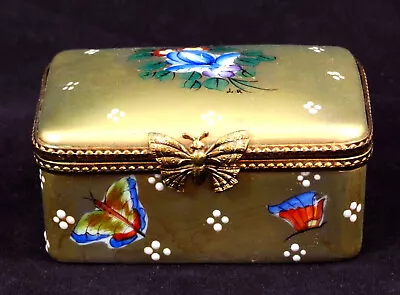 LIMOGES Trinket Box LA SEYNIE Signed HAND PAINTED ROCHARD Gold • $49