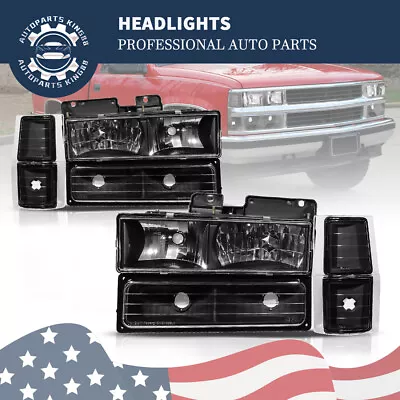 Headlights Fits 1994-1998 Chevy C/K C1500 C2500 C3500 Black Housing Headlamps • $75.90