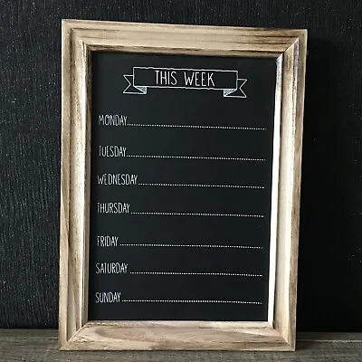 Wooden Chalk Board Week Days Meal Menu Planner Notes Kitchen Organiser Plaque • £12.50