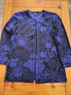 MISOOK Soft Knit Hook Cardigan Sweater Jacket Top L Multi Black Purple Floral • $49.99