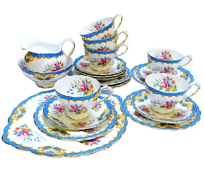 Rare Vintage Paragon Floral China Tea Set For 6 By Appointment Queen Mary C1940s • $599