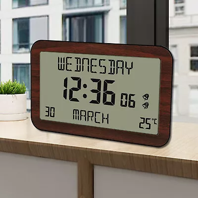 Digital Calendar Clock Date And Time Day Of The Week Clock Temperature Display • £29.98
