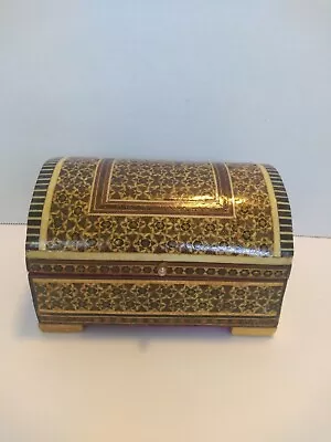 Vintage Handcrafted Micro Mosaic Jewelry Chest Box Inlaid Geometric Design • $28.99