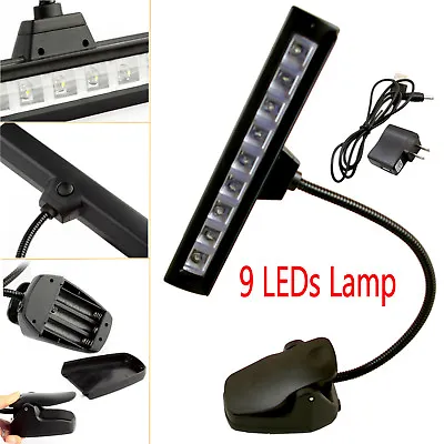 New 9 LEDs Clip-On Orchestra Music Stand Flexible LED W/ Adapter Lamp Light • $13.49