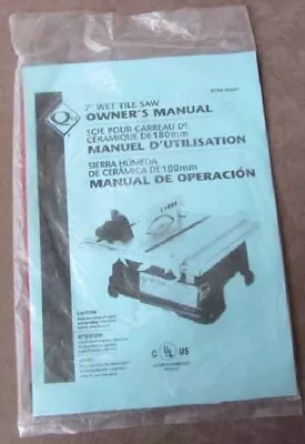 QEP 7” Wet Tile Saw Owners Manual Original Vintage Sealed Stk # 60087 • $5