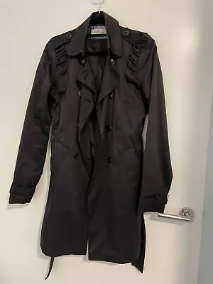 $12 • Buy Bershka Black Trench Coat Size M  Petite/slim Fit