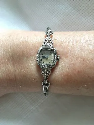 $600 • Buy Vintage Ladies Bulova 14K White Gold Diamond Watch