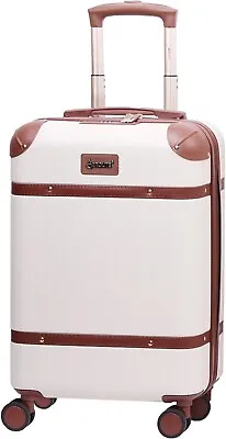 Aerolite Ultra Quiet 4 Wheel Carry On Hand Cabin Luggage Suitcase TSA Lock Beige • £34.99