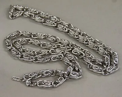 Vintage Signed Monet Silver Tone Long Chain Link Necklace SM1710 • $19.55