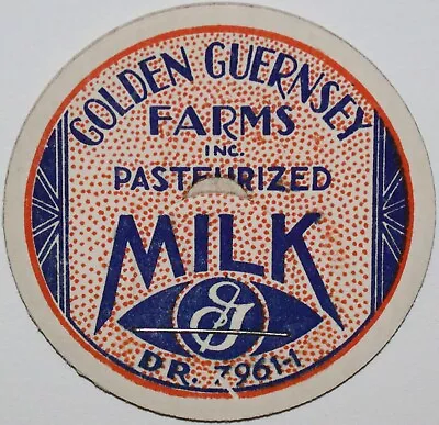 Vintage Milk Bottle Cap GOLDEN GUERNSEY FARMS INC Milk DR 7961-1 New Old Stock • $7.49