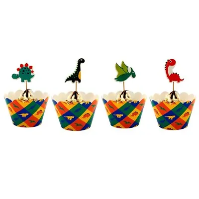 £2.59 • Buy DINOSAUR Cup Cake Wrappers Toppers Invitation Card Decorations